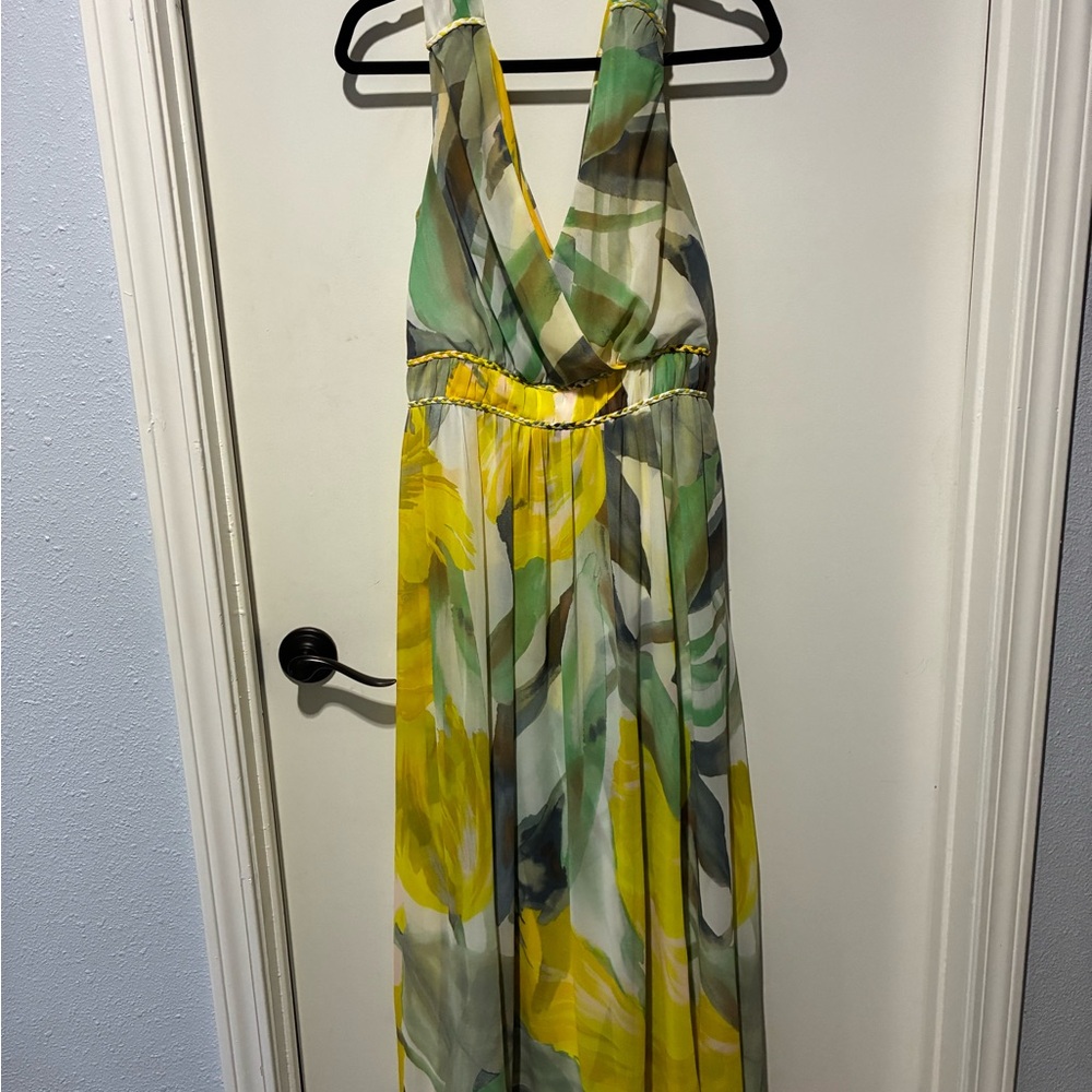 White House Black Market Yellow and Green Maxi Dress - Picture 5 of 5